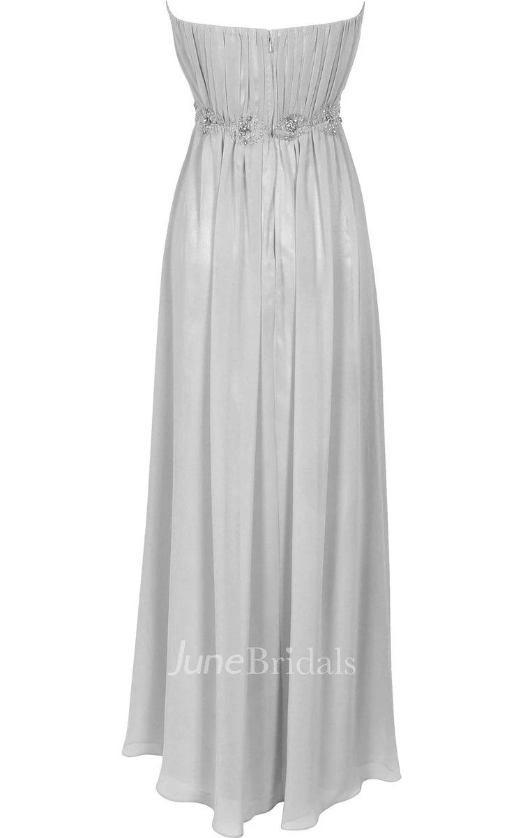 Strapless Ruffle Chiffon Dress With Beading