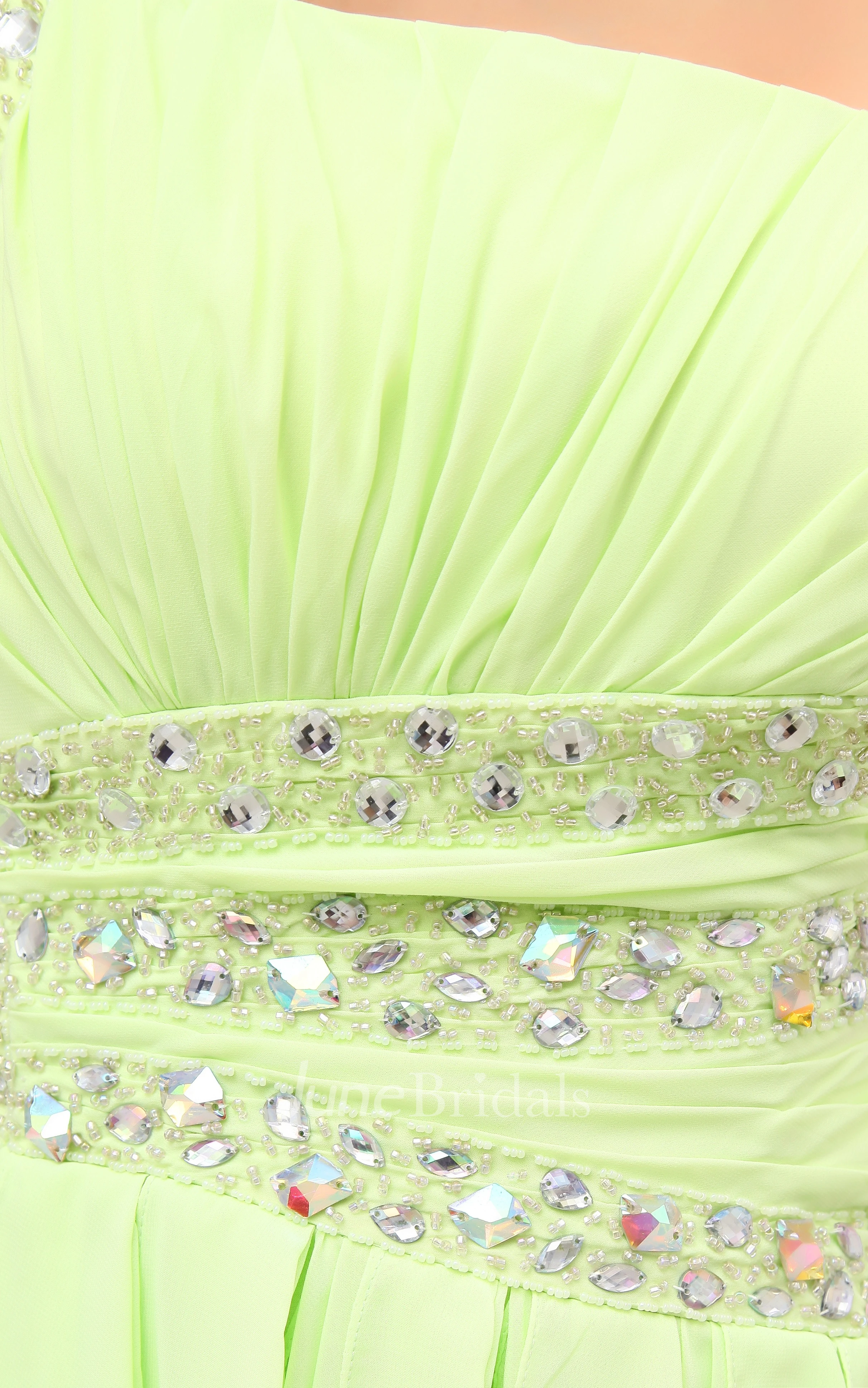 Chiffon High-Low Beaded Dress With Cascading Ruffles