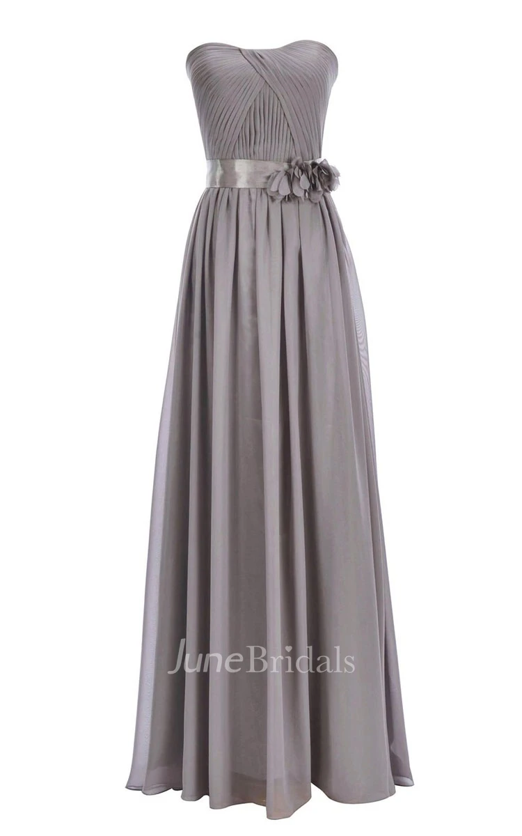 One-shoulder Sweetheart Long Empire Dress With Side Slit