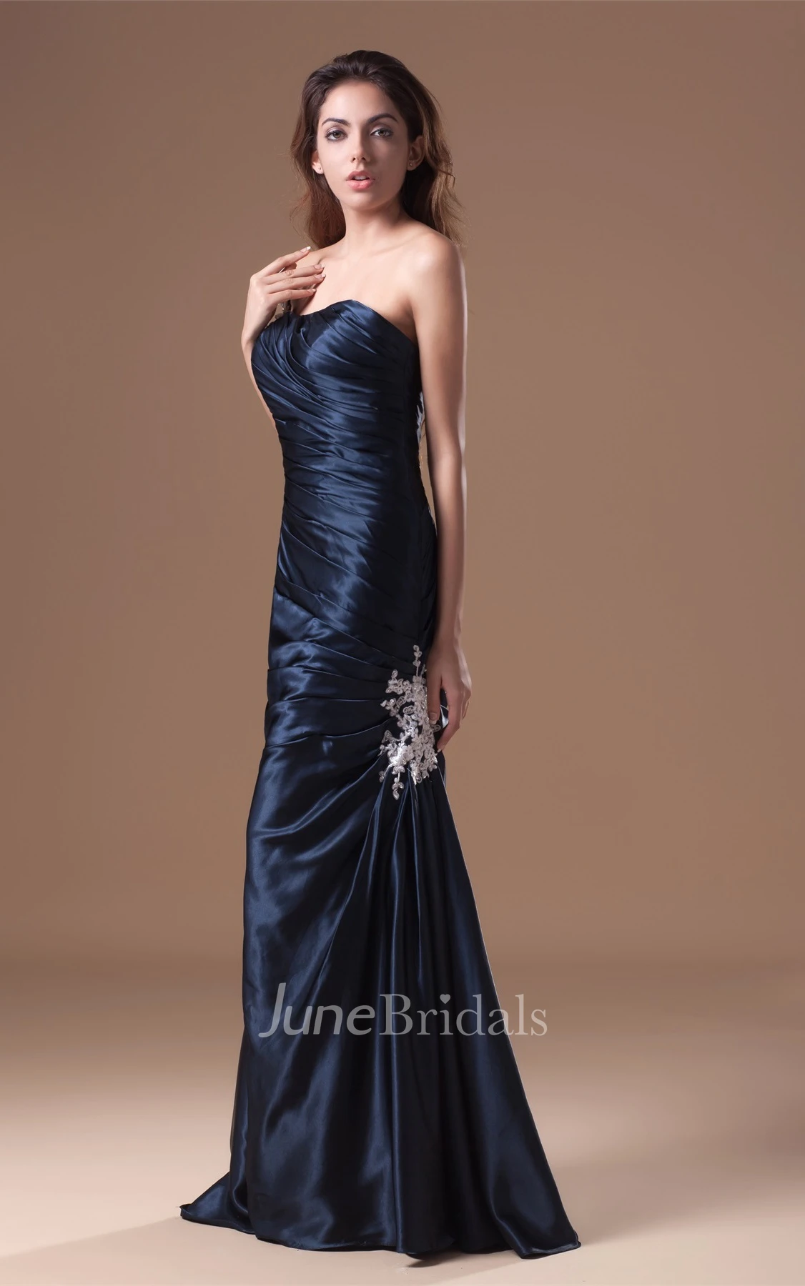 Single-Strap Satin Mermaid Gown with Ruched Bodice