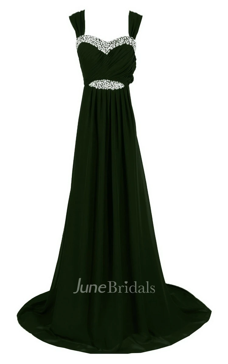 Sweetheart Beading Sweep Train With Zipper Back