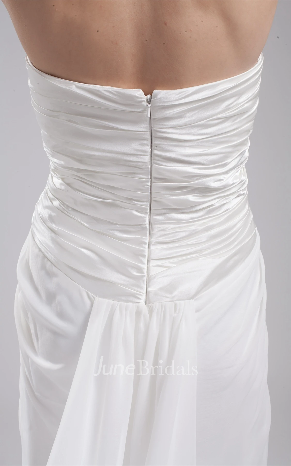 Strapless Notched Floor-Length Gown with Pleats