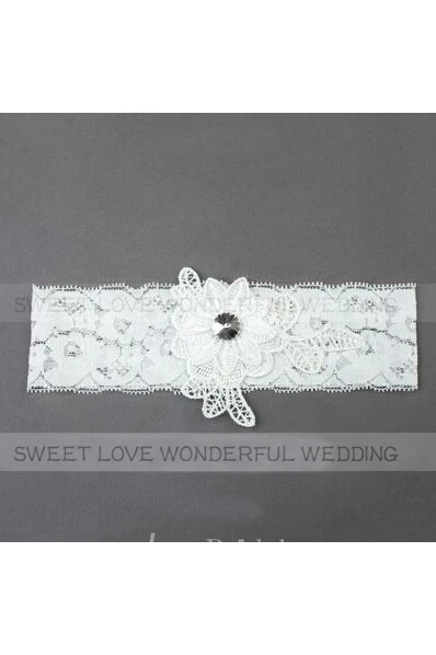 Western Style Fresh Flowers Applique Stretch Bride Lace Garter Within 16-23inch