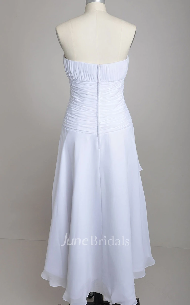 Strapless High-low A-line Chiffon Short Dress With Asymmetrical Front