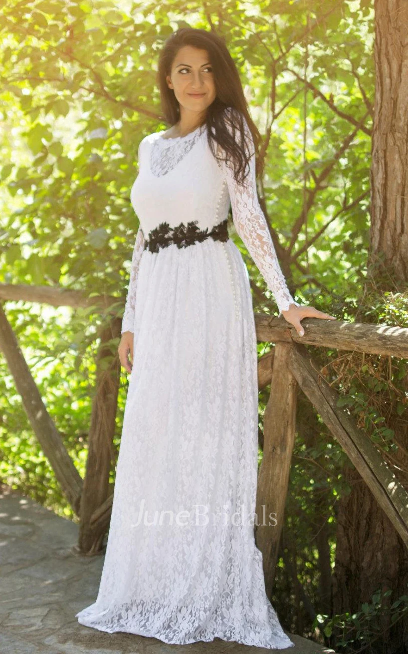 Long Sleeve Lace Jersey Weddig Dress