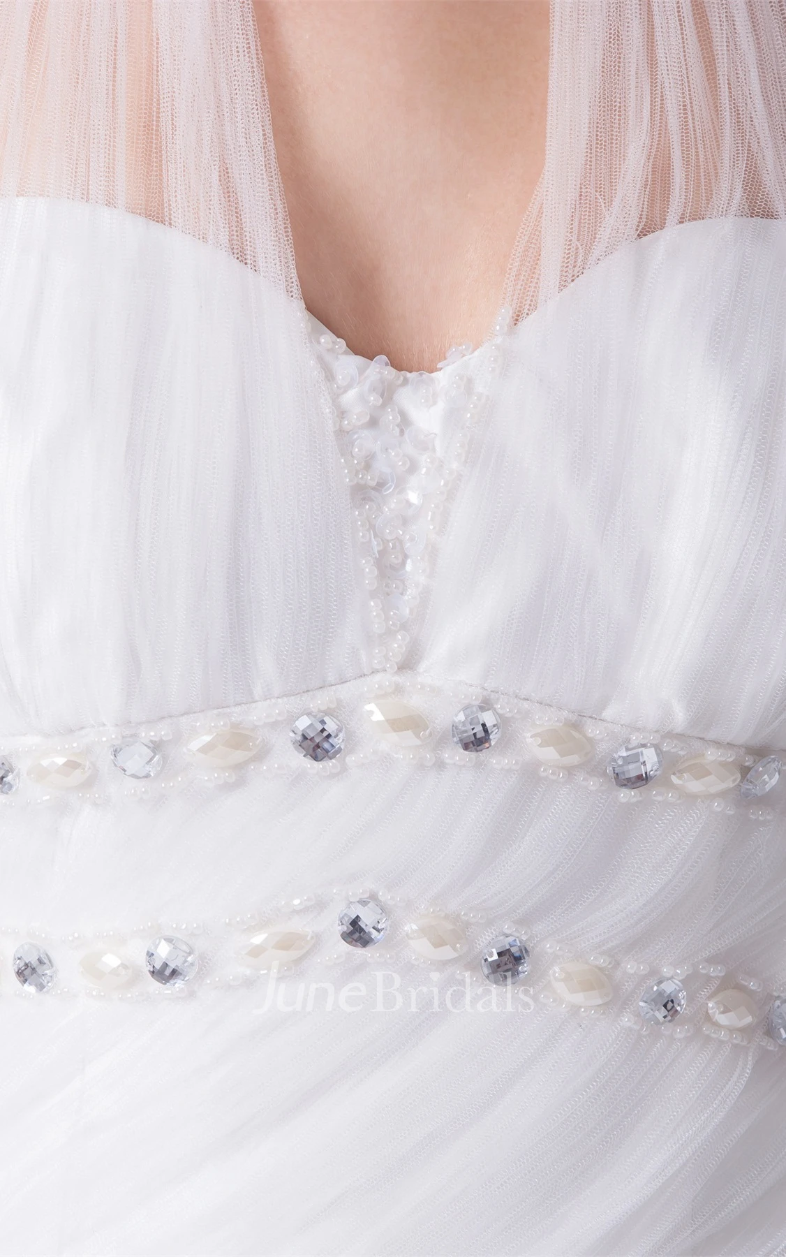 Tulle Trumpet A-Line Gown with Appliques and Jewel