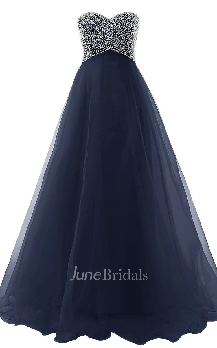 Sweetheart Bust-embellishmented Empire Gown With Lace-up Back