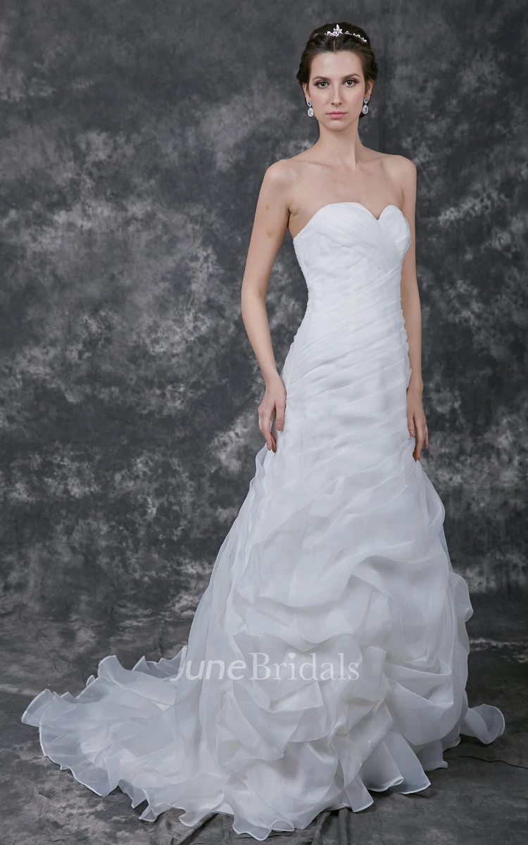 Sleeveless Ruffled Sheath Organza Gown(Cape Not Included)