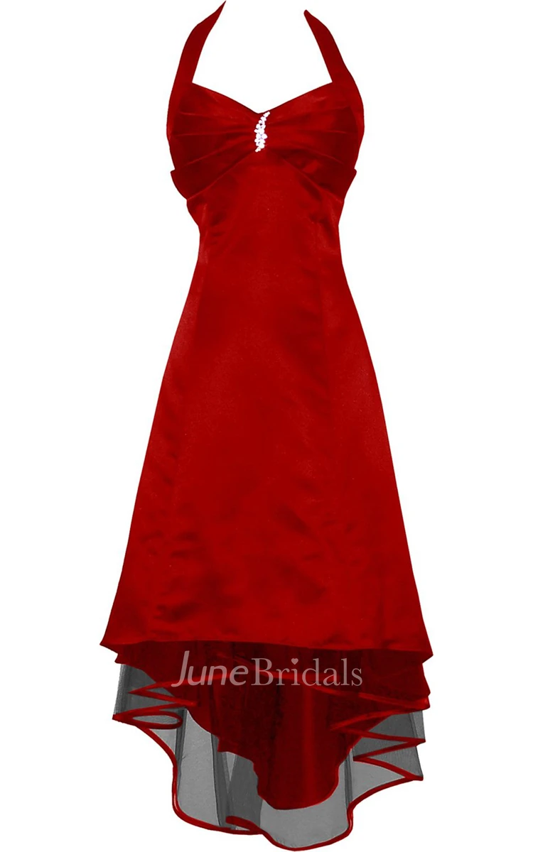 Ruched Bust Beading Dress With Tulle Skirt