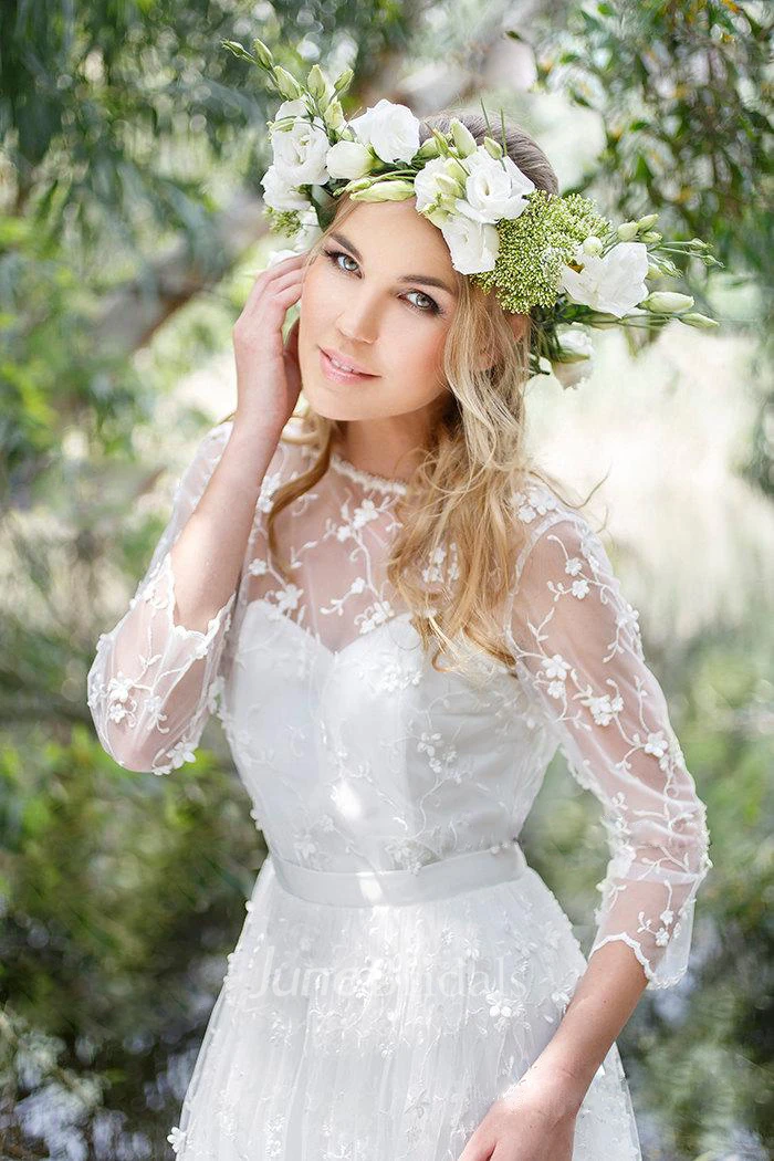 Chiffon Lace Low-V Back Wedding Dress