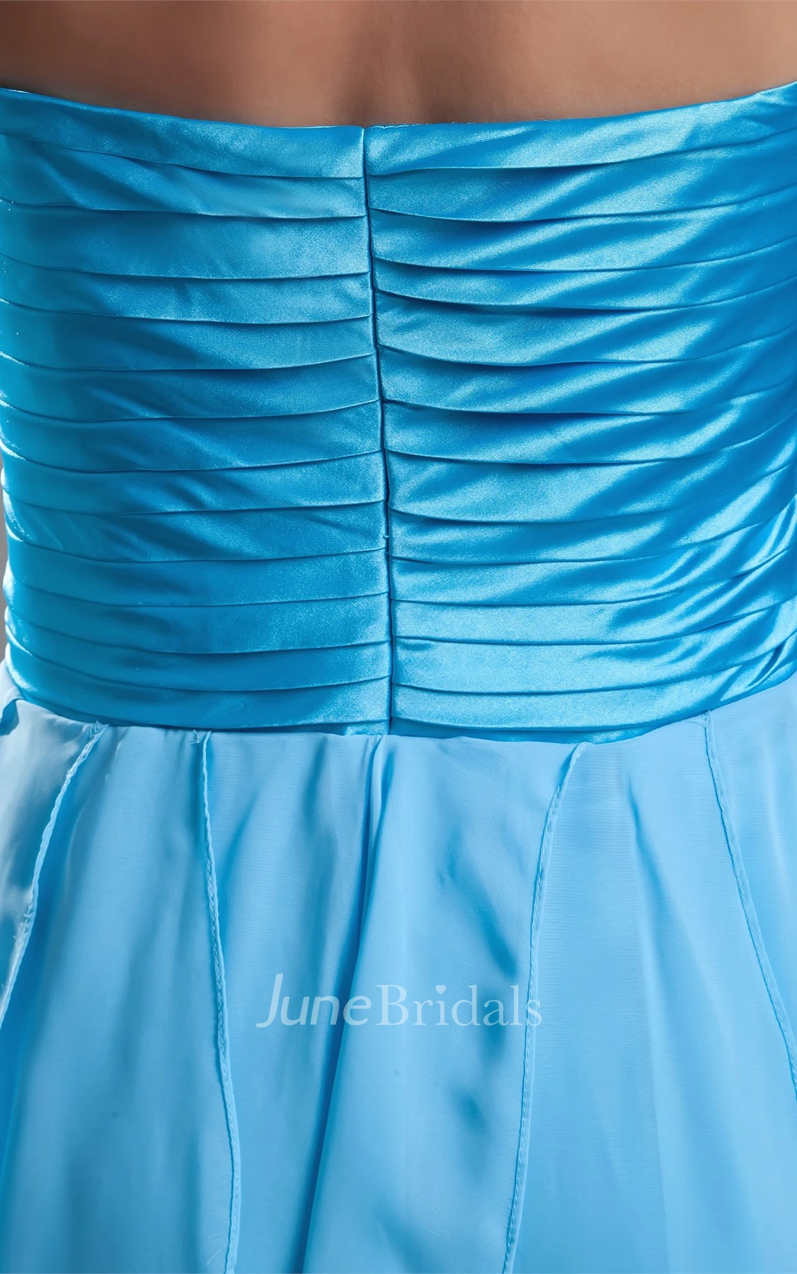 Strapless Draped Floor-Length Dress with Ruched Bodice