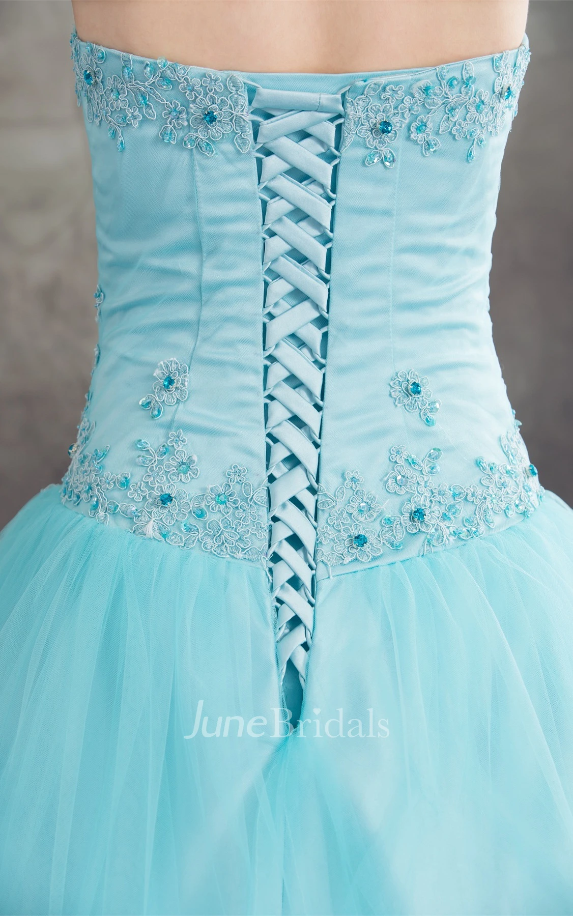 Strapless Tulle A-Line Ball Gown with Beading and Corset Back