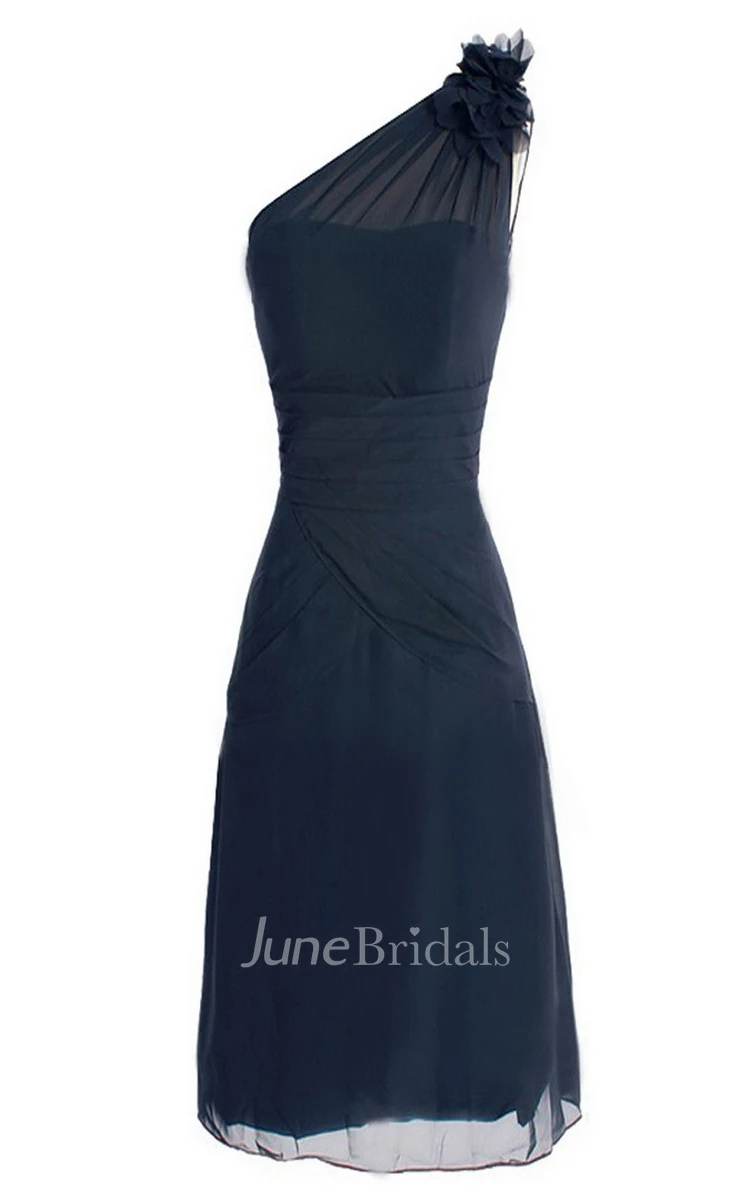 Petal One-shoulder A-line Gown With Ruched Band