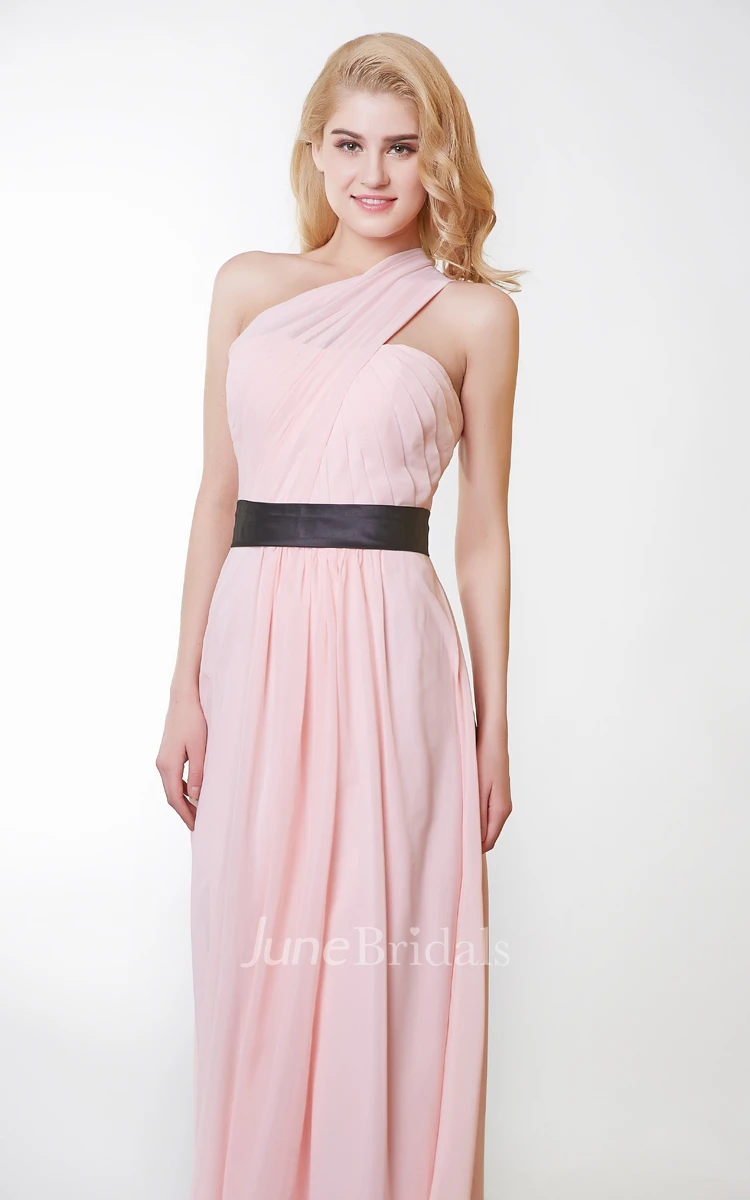 Sleeveless A-line Long Chiffon Dress With Ruching