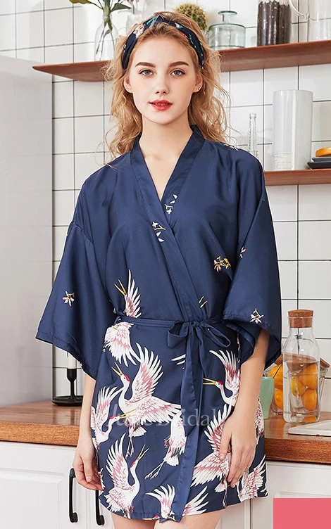 Floral Bride Bridesmaid Short Robe