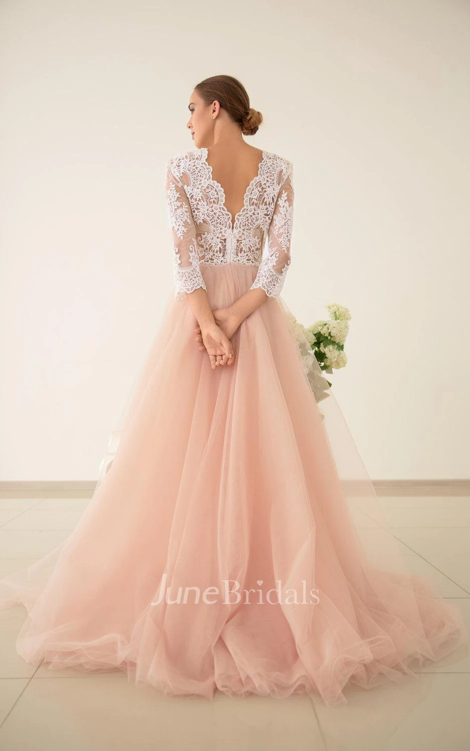 Tulle Wedding Pink Wedding Lace And Tulle Wedding Dres Wedding With Sleeved Dress