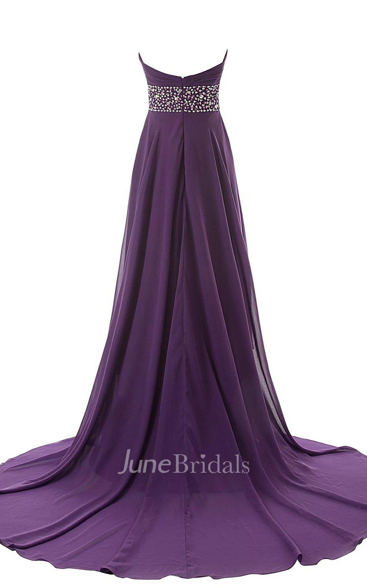 Sweetheart Empire High-low Chiffon Dress With Sequins