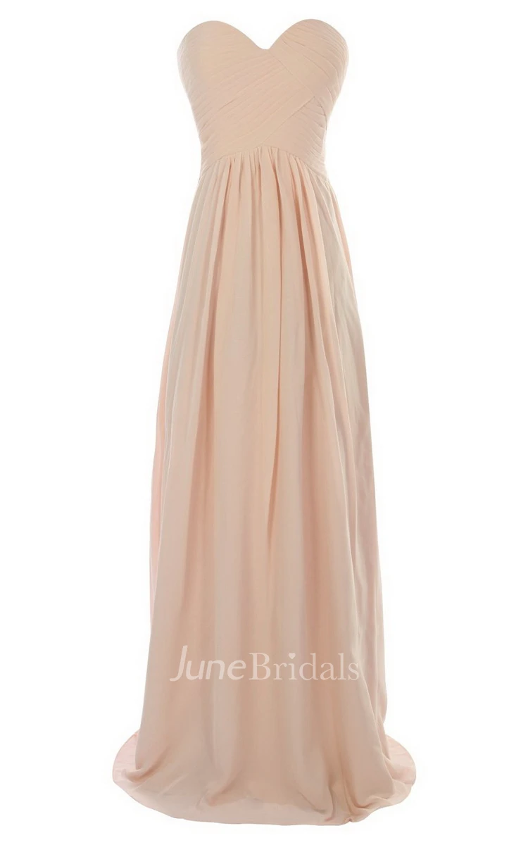 Sweetheart Long Chiffon Gown With Crisscross Ruching