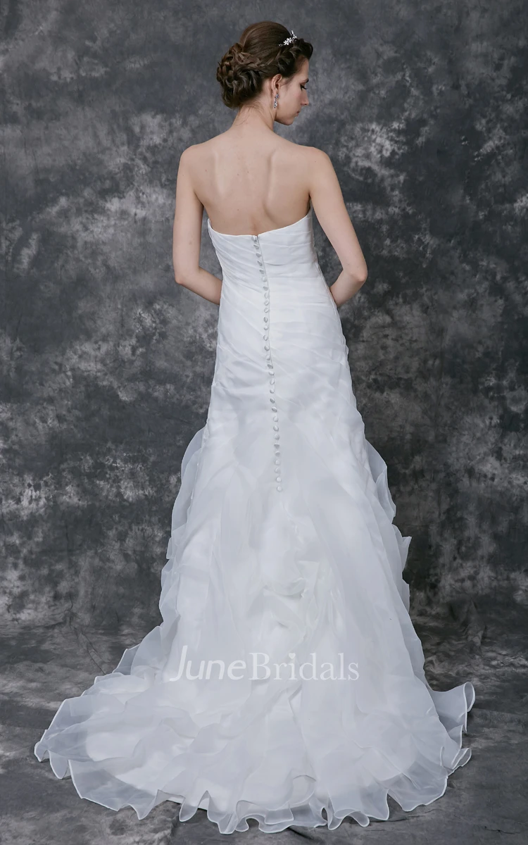 Sleeveless Ruffled Sheath Organza Gown(Cape Not Included)