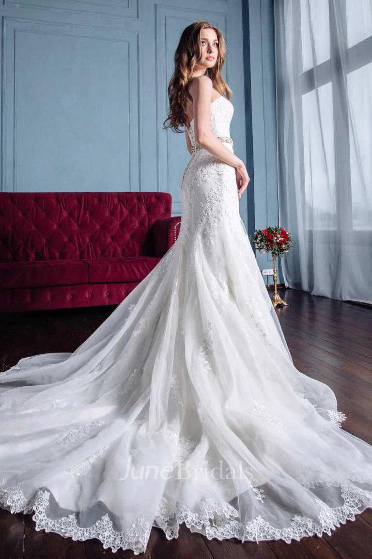 Mermaid Trumpet Satin Lace Wedding Dress