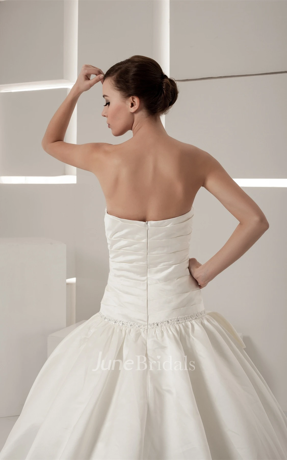 Sweetheart Satin Ball Gown with Pleats and Rhinestone