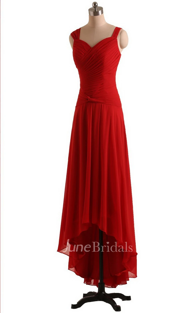 Queen Anne High-low Dress With Basque Waist