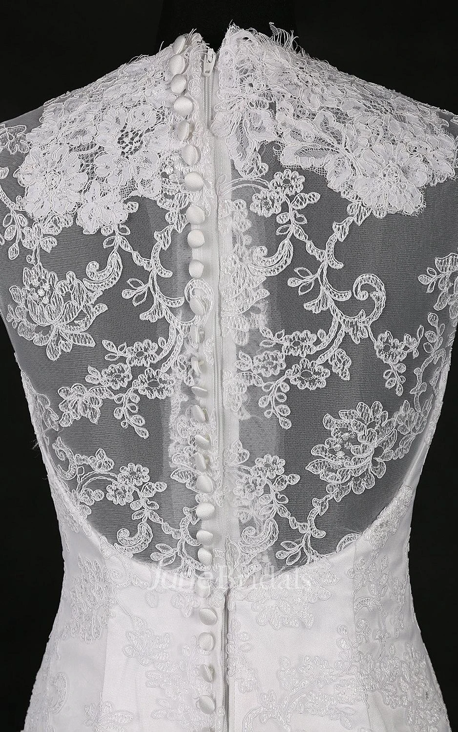 V-Neck Cathedral Train Lace Satin Weddig Dress