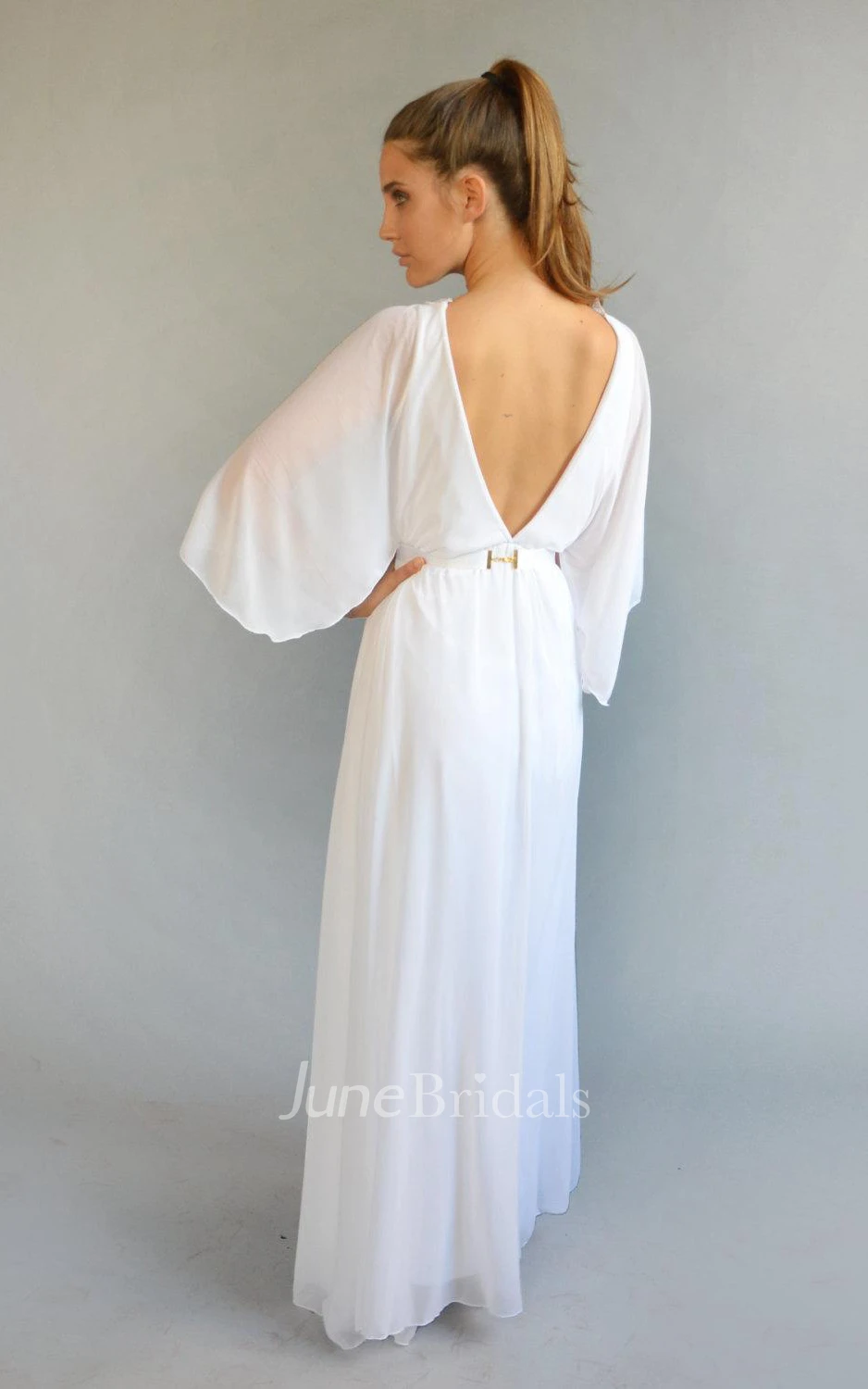 Chiffon Weddig Dress With Embroideries