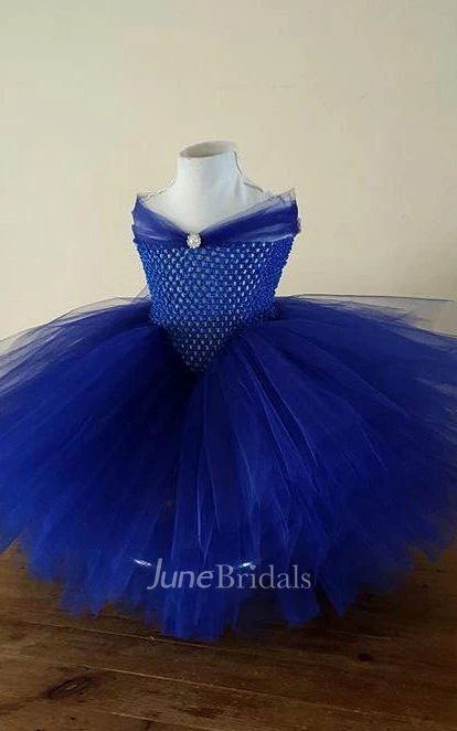 Off-the-shoulder Tulle Dress With Beading&Flower