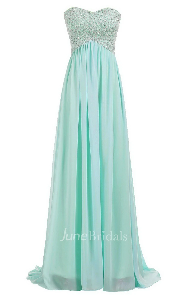Sweetheart Empire Long Gown With Sequined Bodice