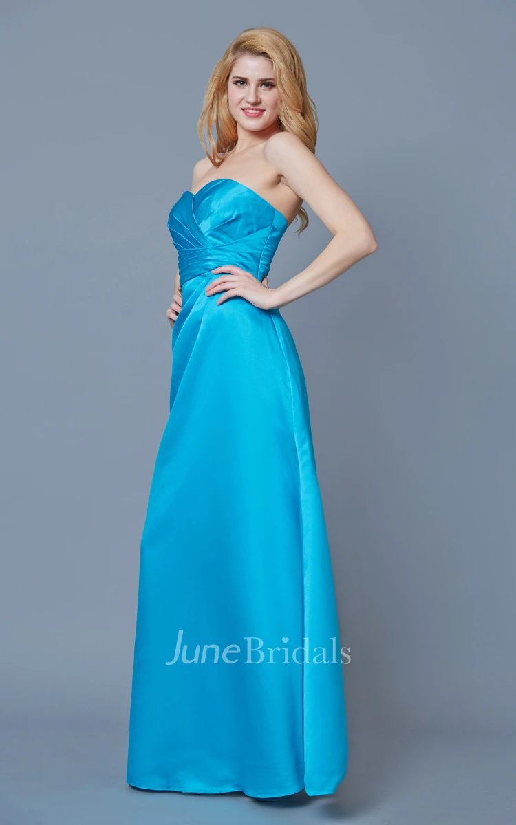 Fantastic Sleeveless A-line Style Satin Dress With Ruching