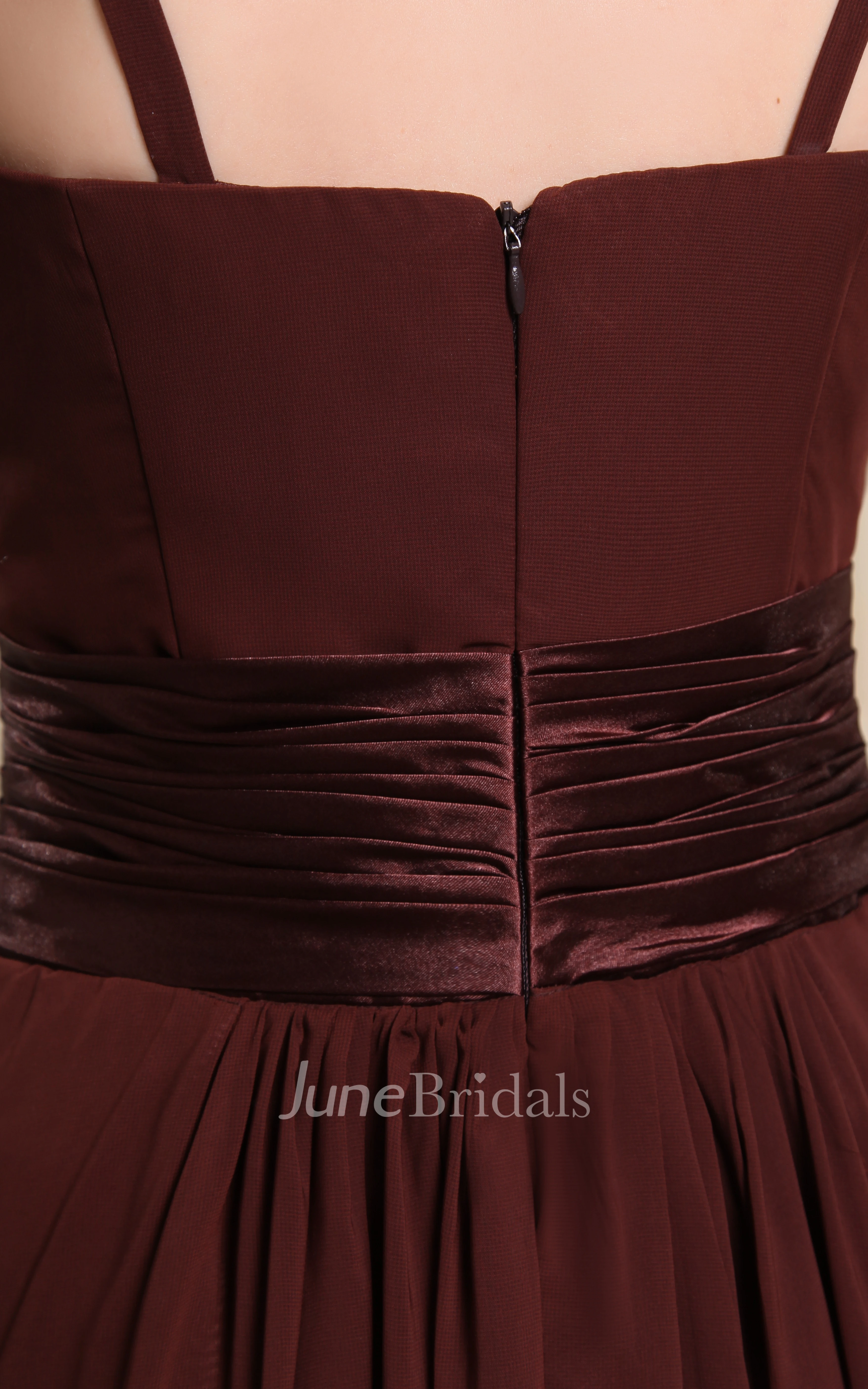 Sleeveless Chiffon Floor-Length Dress With Spaghetti Straps