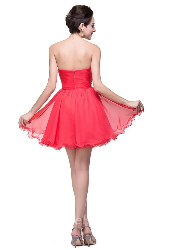 Lovely Watermelon Sweetheart Homeocming Dress Short With Crystals