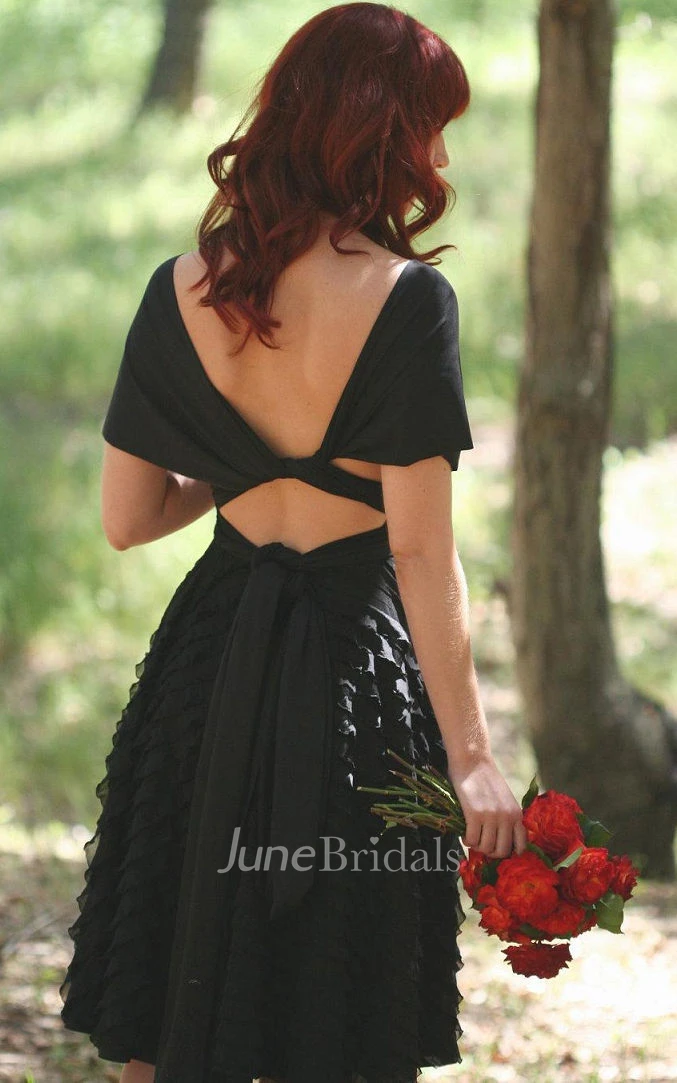 Backless Chiffon Dress With Ruffles