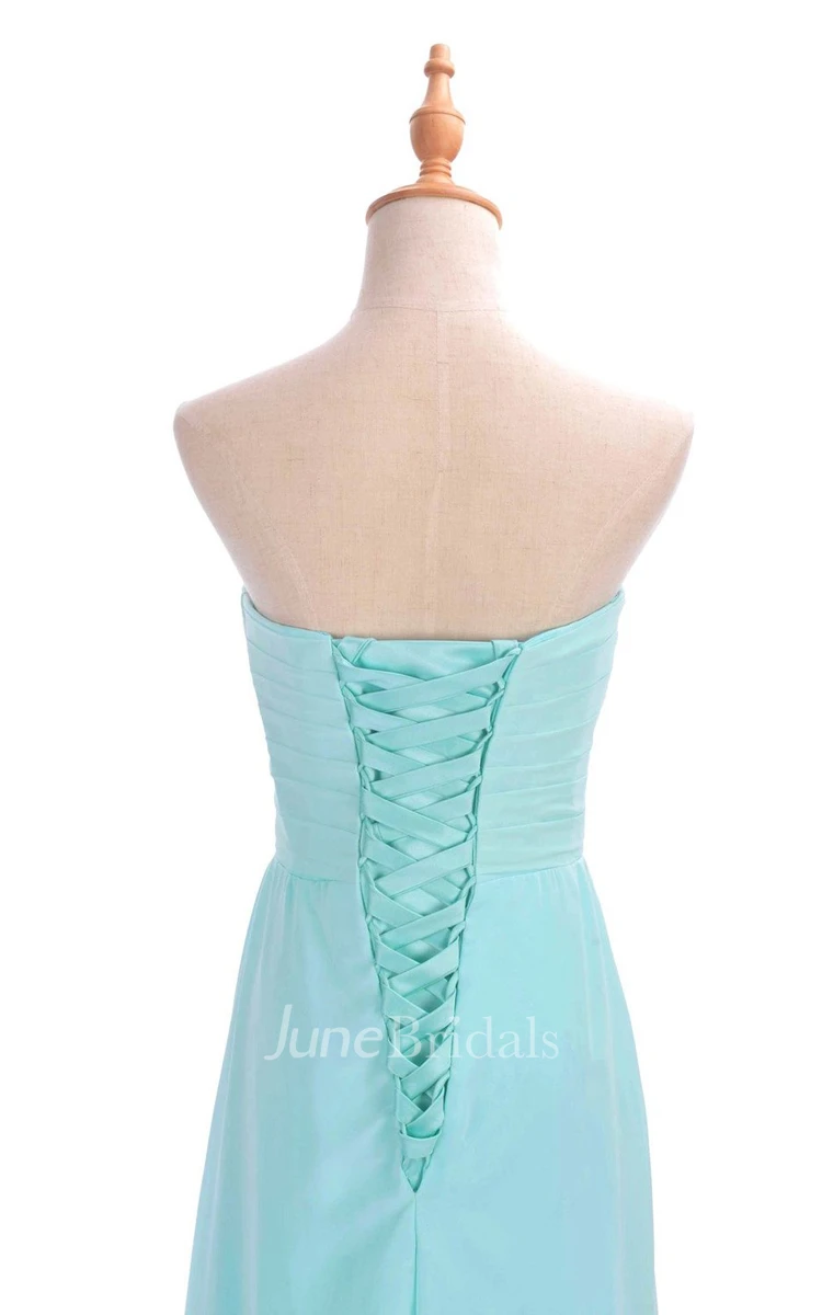 Strapless Ruched A-line Gown With Lace-up Back