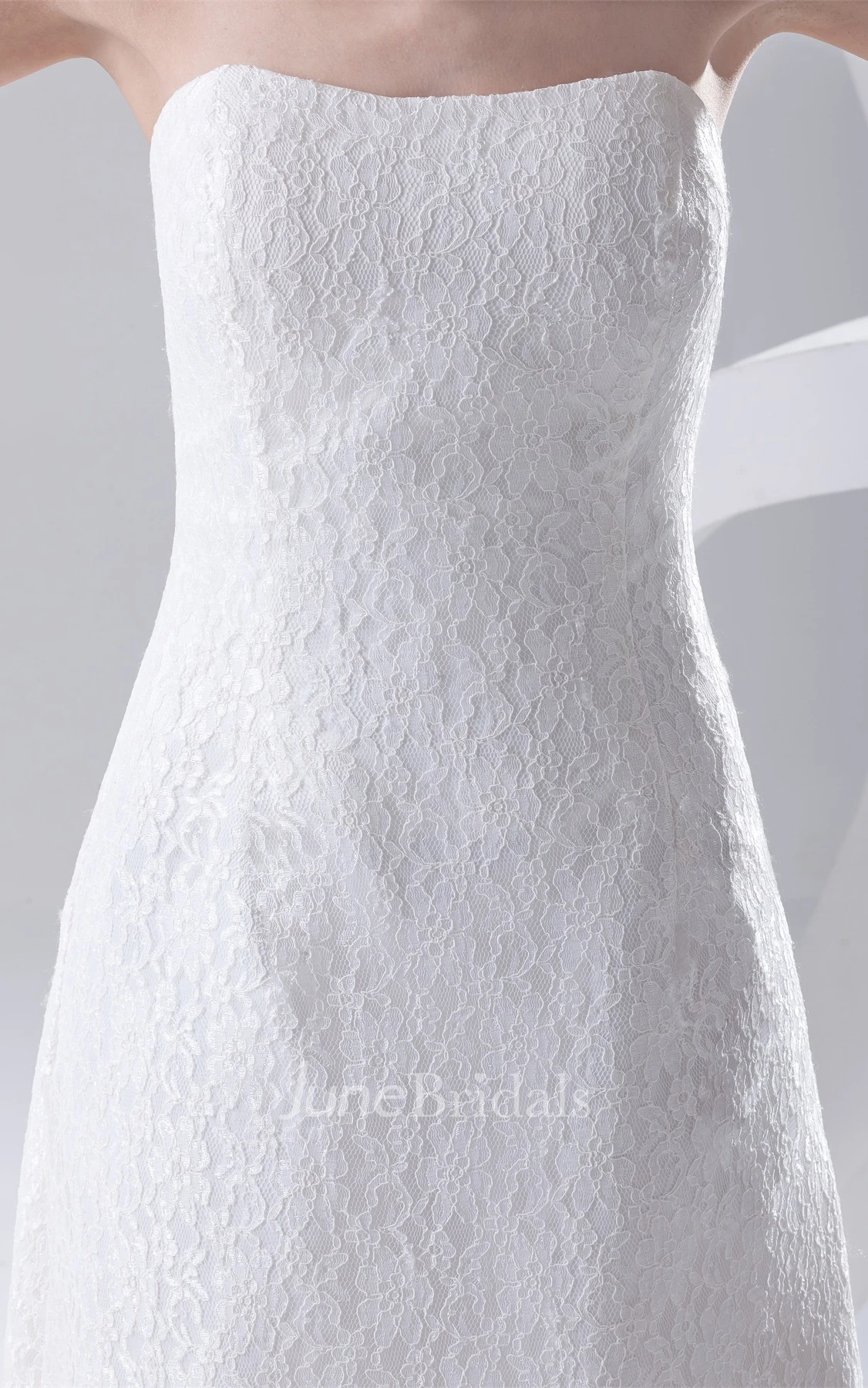 Strapless Lace High-Low Dress with Zipper Back