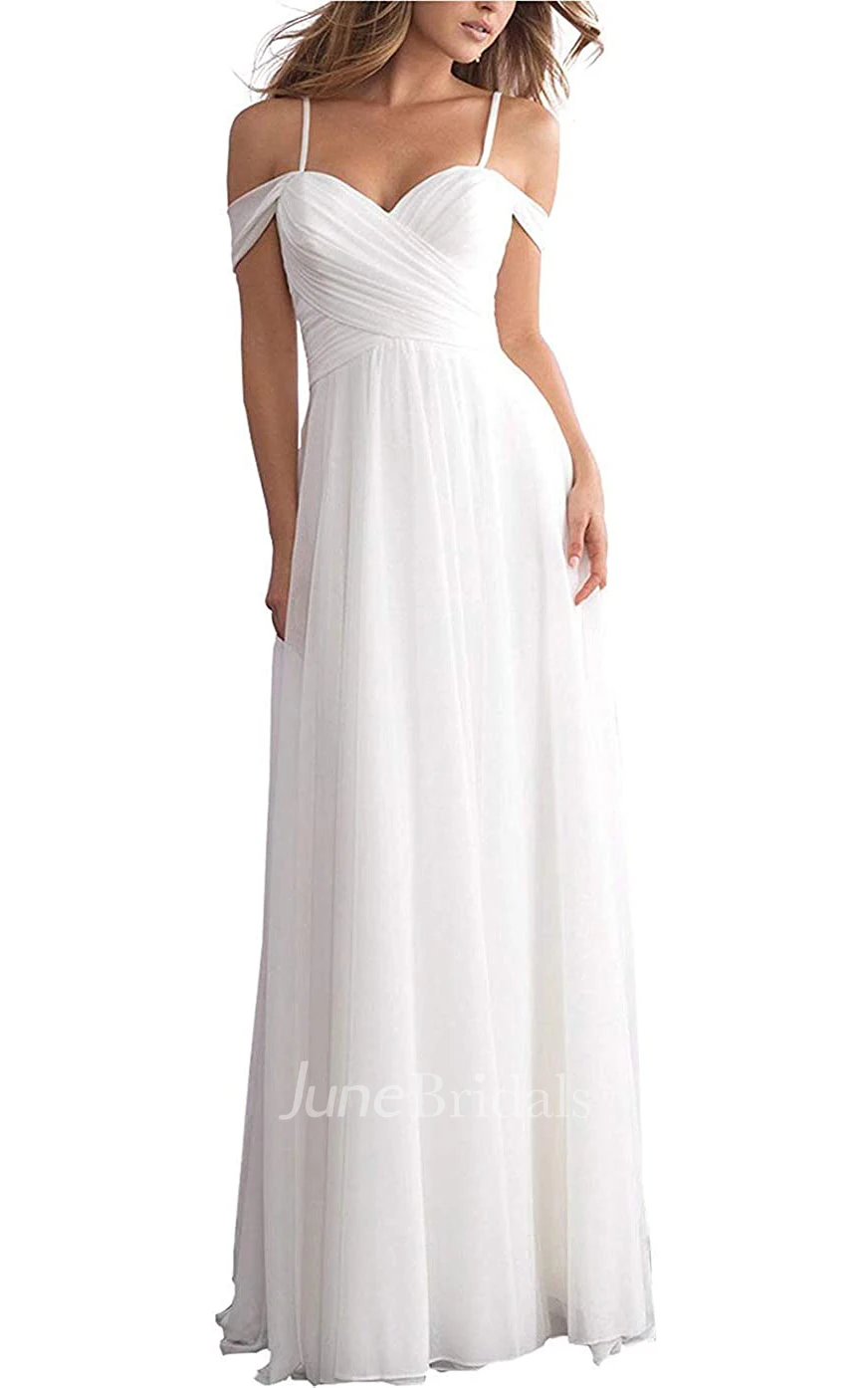 Simple A Line Off-the-shoulder Chiffon Sleeveless Bridesmaid Dress