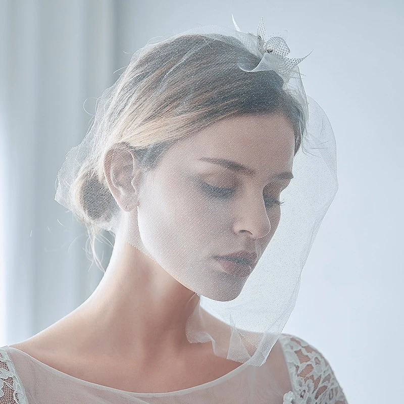 Western Style Short Bridal Veil with Sequins