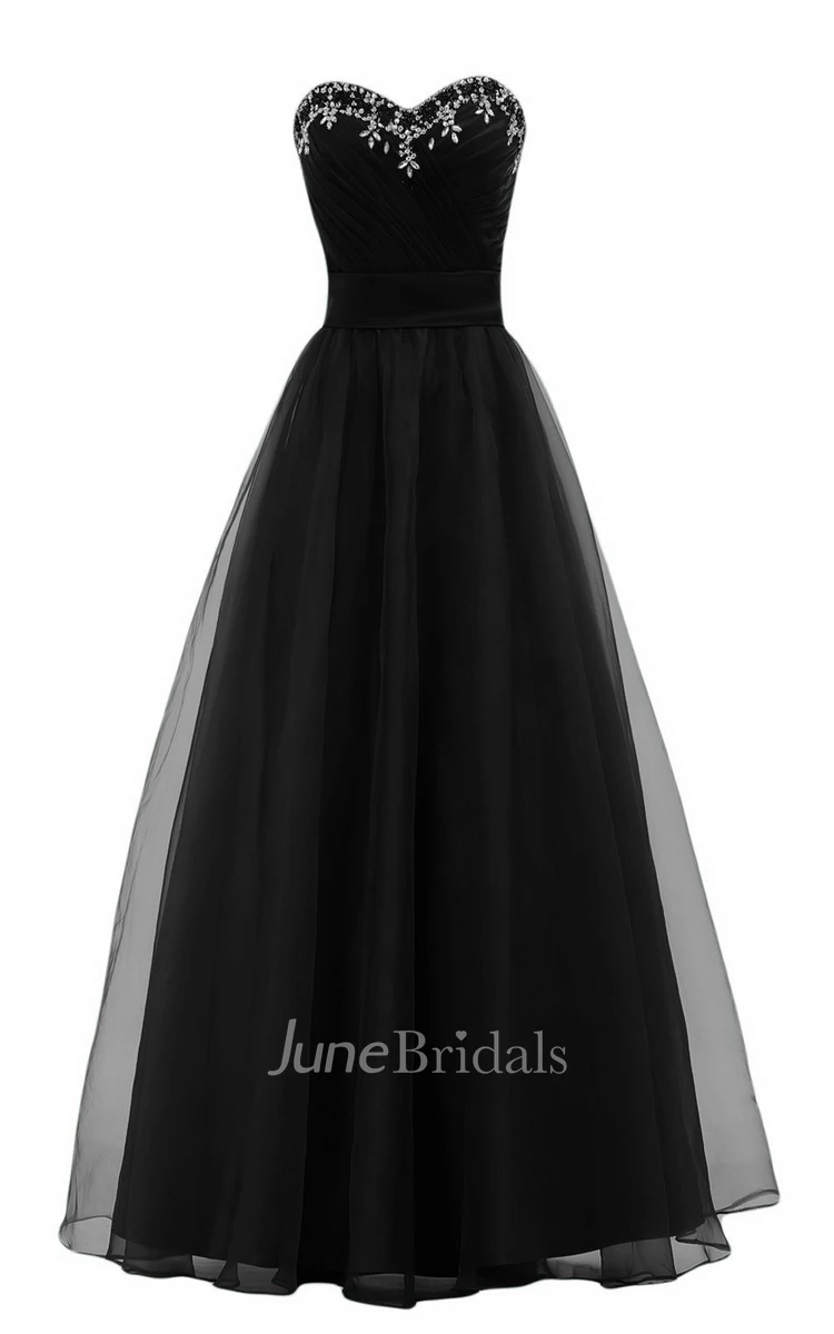 Sweetheart A-line Long Gown With Leaf Beadings