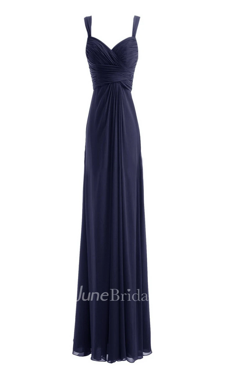 Spaghetti Straps Long Chiffon Dress With Basque Waist