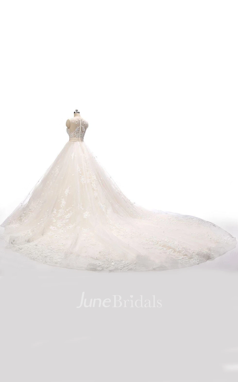 Ball Gown Court Train Lace Organza Weddig Dress