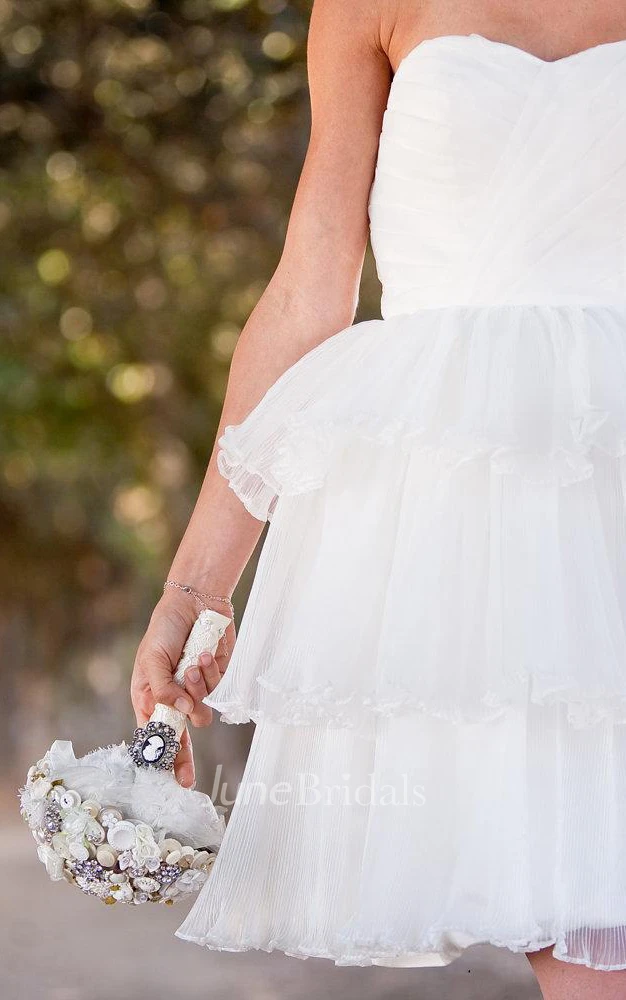 Sweetheart A-Line Criss Cross Short Tiered Dress