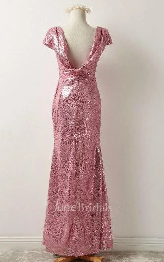 Rose Gold Sequin Prom Bridesmaid Short Sleeve Rose Gold Sequin Sexy Formal Elegant Evening Petit Bonheur Dress