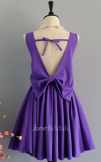 Sleeveless Satin A-line Dress With Bow