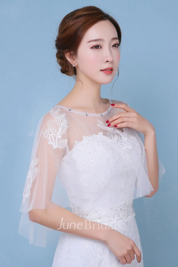 New Lace Diamond Cape Round Neck Set Of White Shawl