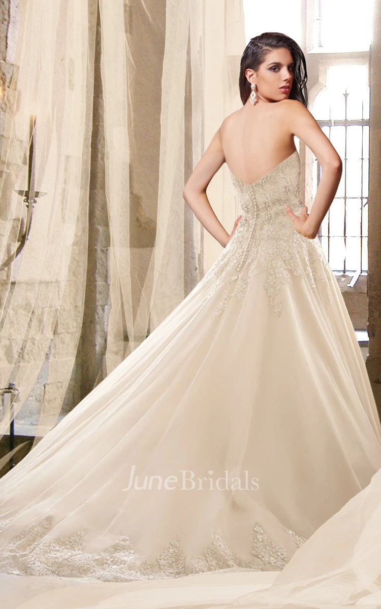 Sweetheart Lace and Tulle Wedding Dress with Removable Straps - June Bridals
