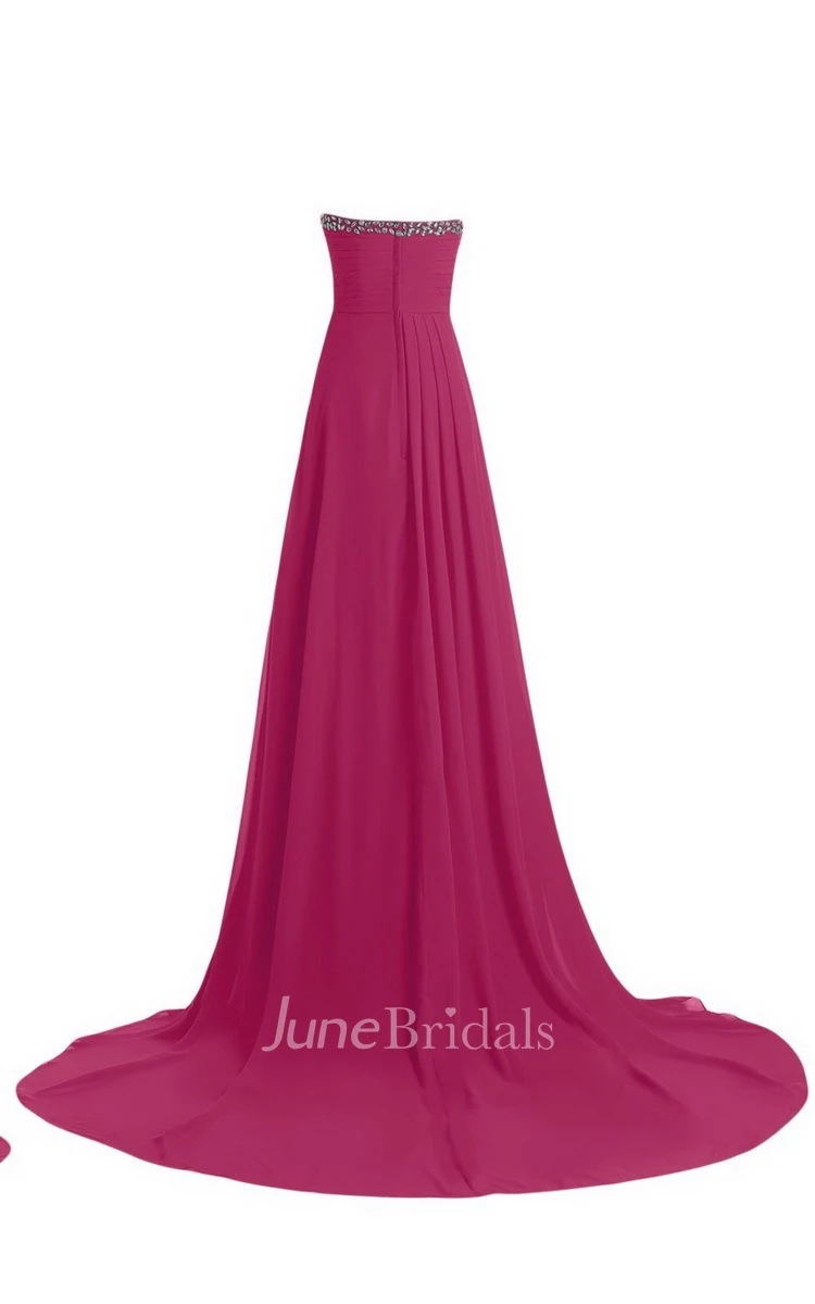 Strapless Court Train With Crystal Trim