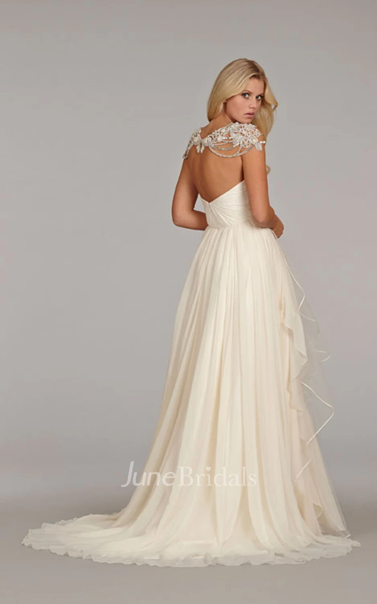 Captivating Sweetheart Neckline Ruched Bodice Long Gown With Cascading Ruffle