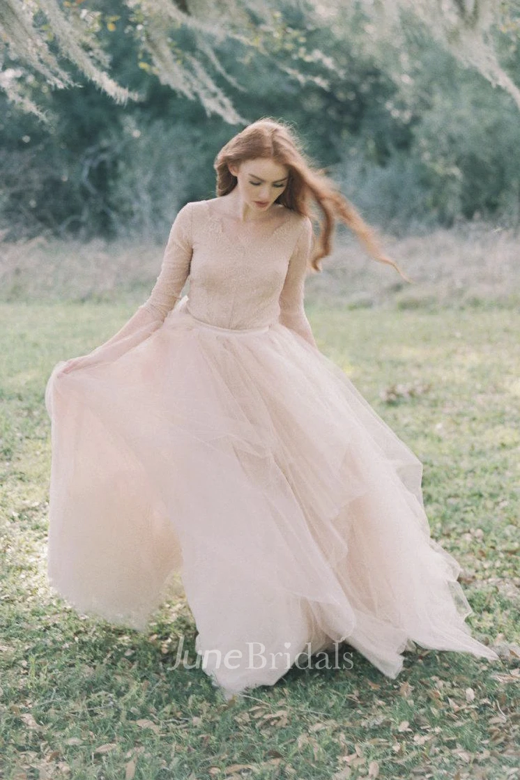Nude Tulle Wedding Skirt Peony Weddig Dress
