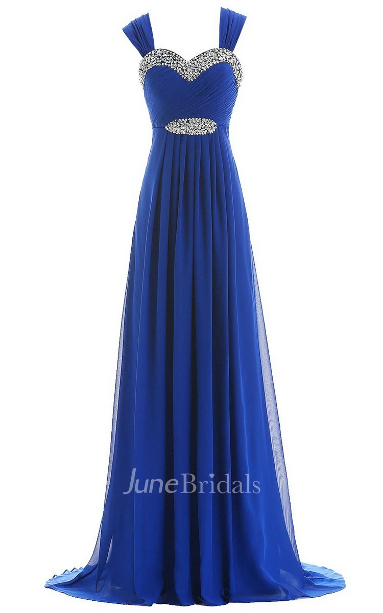 Sweetheart Beading Sweep Train With Zipper Back